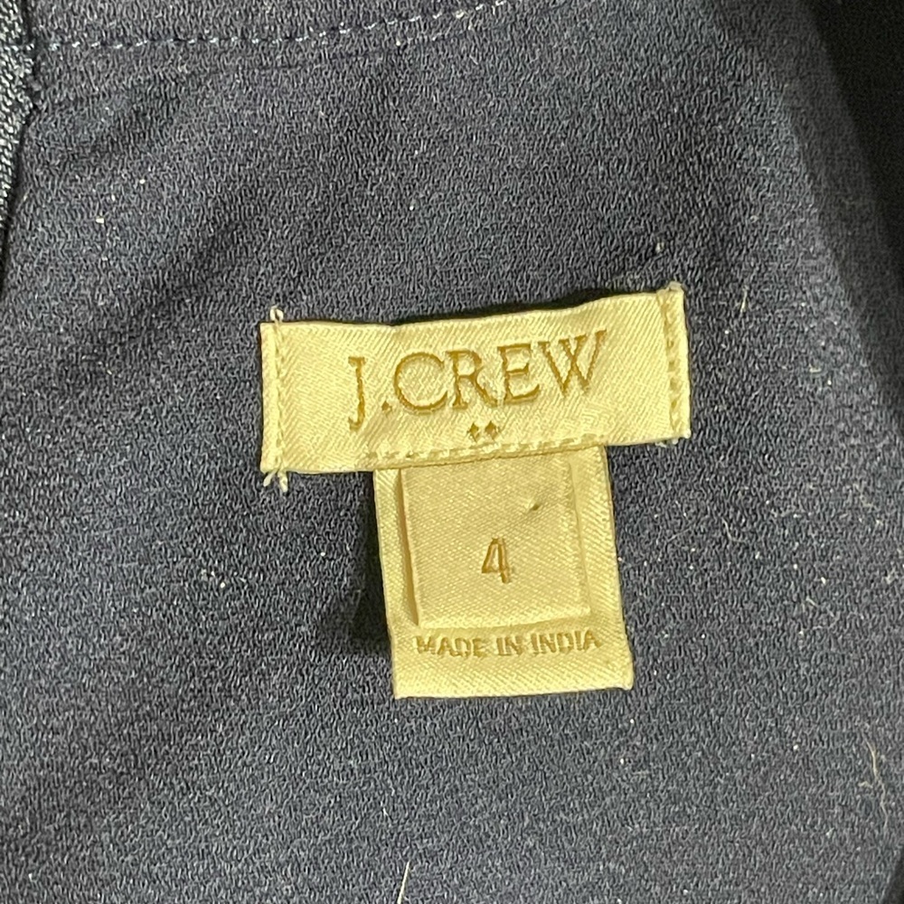 J. Crew Navy Ruffle Sleeve Top, Zipper Closure in Back. So much nicer in person. - Picture 8 of 13